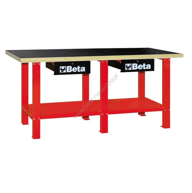 Stół warsztatowy z drewnianym blatem BETA C56W-R