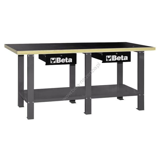 Stół warsztatowy z drewnianym blatem BETA C56W-G