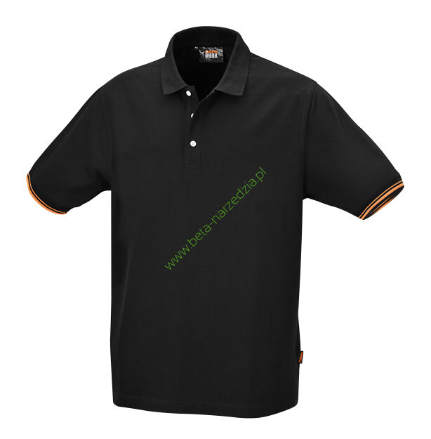 KOSZULKA POLO Z KONTRASTOWˇ LAMÓWKˇ PRZY RĘKAWACH, CZARNA BETA 7547N/XXL