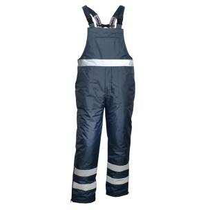 Spodnie robocze ostrzegawcze na szelkach z grubą podszewką z elementami odblaskowymi VIZWELL VWJK113N/XS