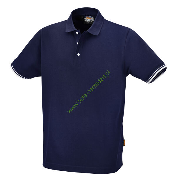 KOSZULKA POLO Z KONTRASTOWˇ LAMÓWKˇ PRZY RĘKAWACH, GRANATOWA BETA 7547BL/XL