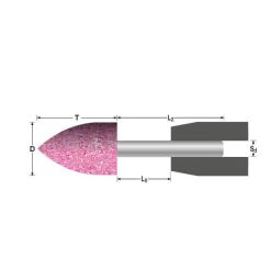 Ściernica ceramiczna trzpieniowa ostrołukowa 8x16x3mm AR60P5V