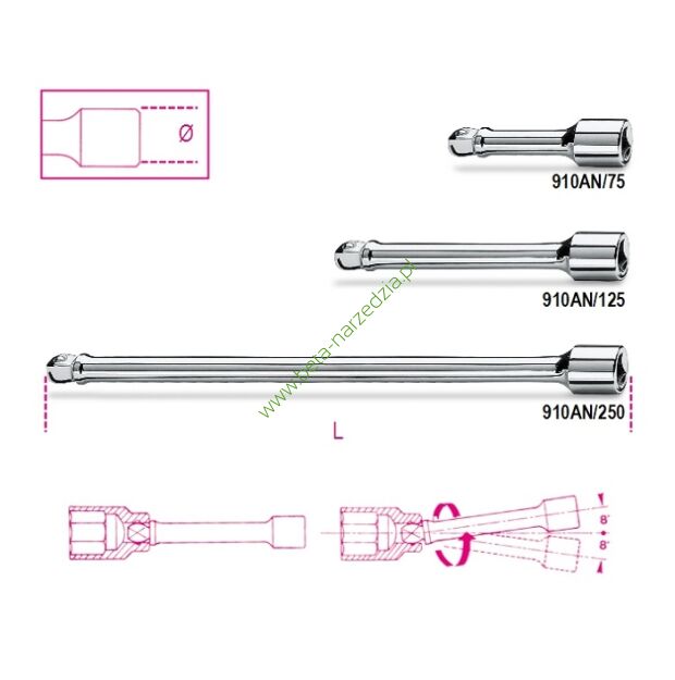 Przedłużacz z zabierakiem kulistym BETA 910AN/125