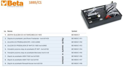 Zestaw złączek do automatycznych skrzyń biegów do urządzenia 1885 BETA 1885/C1