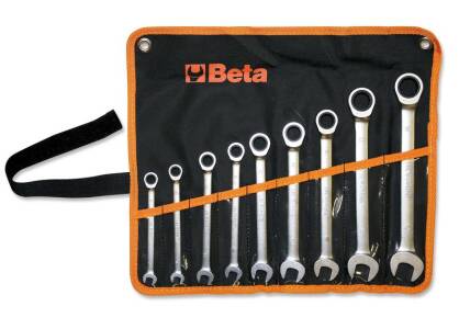 Komplet kluczy płasko-oczkowych prostych z mechanizmem zapadkowym BETA 141/B9