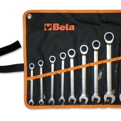 Komplet kluczy płasko-oczkowych prostych z mechanizmem zapadkowym BETA 141/B9