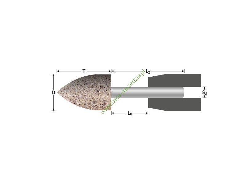 Ściernica ceramiczna trzpieniowa ostrołukowa 25X50x6mm A/AB30Q5B spoiwo żywiczne INOX