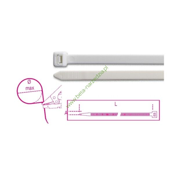 Opaska zaciskowa nylonowa biała samogasnąca BMB3876V0 ( 1748-BV0 ) 100 szt.
