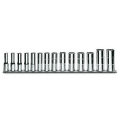 Zestaw 14-stu nasadek 3/8" dwunastokątnych długich na szynie BETA 910BL/SB14