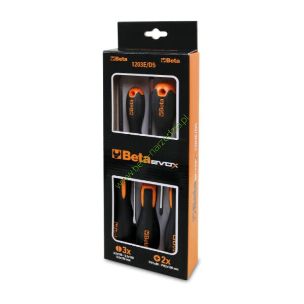 Zestaw 5-ciu wkrętaków płaskich i krzyżowych BETA EVOX 1203E/D5