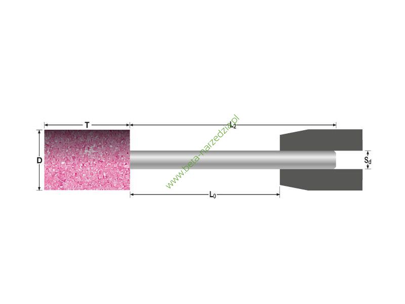 Ściernica ceramiczna trzpieniowa walcowa trzpień długi 8x20x6mm AR60P5V