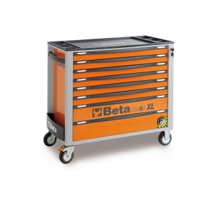 Wózek narzędziowy z ośmioma szufladami z systemem zabezpieczającym przed przewróceniem, model długi BETA C24SA-XL/8-O