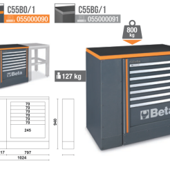 Zestaw szafki z 7 szufladami i blatu roboczego 1 m do systemu RSC55 BETA 5500/C55BG/1