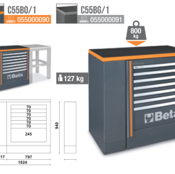 Zestaw szafki z 7 szufladami i blatu roboczego 1 m do systemu RSC55 BETA C55BG/1