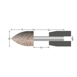 Ściernica ceramiczna trzpieniowa ostrołukowa 20X30x6mm A/AB30Q5B spoiwo żywiczne INOX