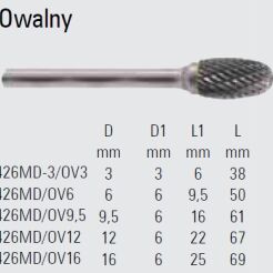 Pilnk obrotowy (frez) z węglika BETA 426MD/OV6