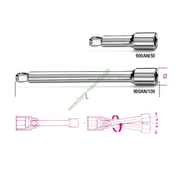 Przedłużacze z zabierakiem kulistym BETA 900AN/100