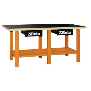 Stół warsztatowy z drewnianym blatem BETA C56W-O