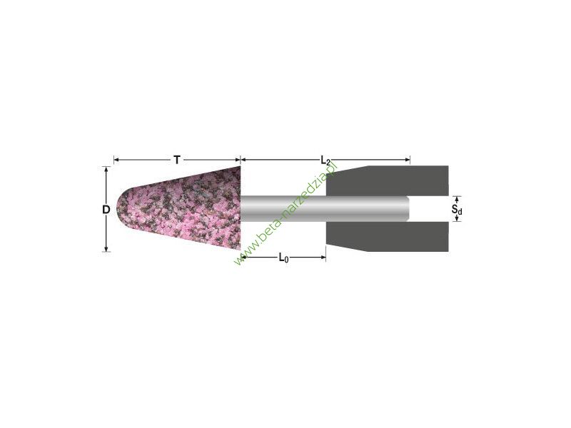 Ściernica ceramiczna trzpieniowa stożkowa zaokrąglona 20x40x6mm A/AR24R5V