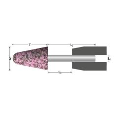 Ściernica ceramiczna trzpieniowa stożkowa zaokrąglona 20x40x6mm A/AR24R5V