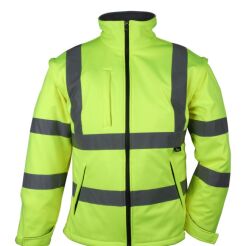 Kurtka SOFTSHELL ostrzegawcza z odpinanym rękawem VIZWELL VWJK176Y/S