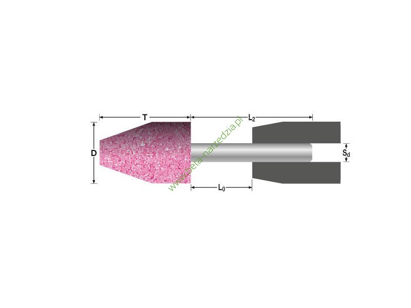 Ściernica ceramiczna trzpieniowa walcowo-stożkowa stożek ścięty 20x65x6mm AR36/46P5V