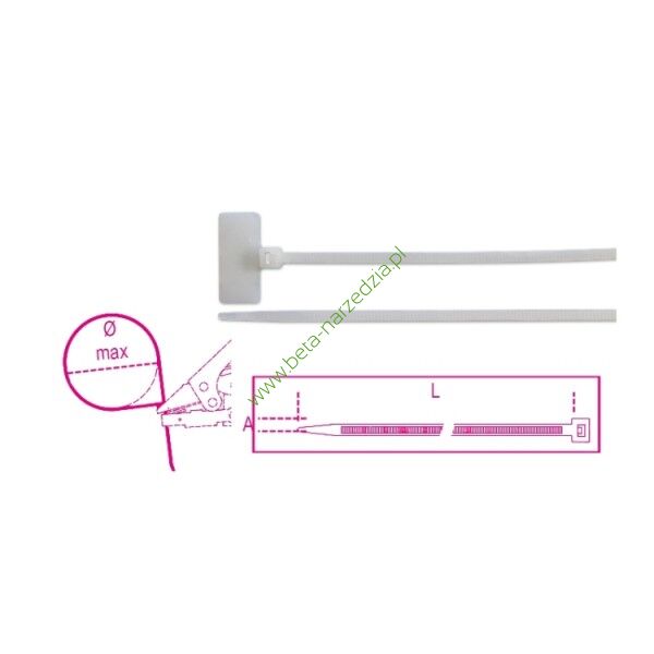 Opaska zaciskowa nylonowa z tabliczką opisową zewnętrzną 20x9mm kolor naturalny BMBT11125 ( 1748-BT3 ) 100 szt.